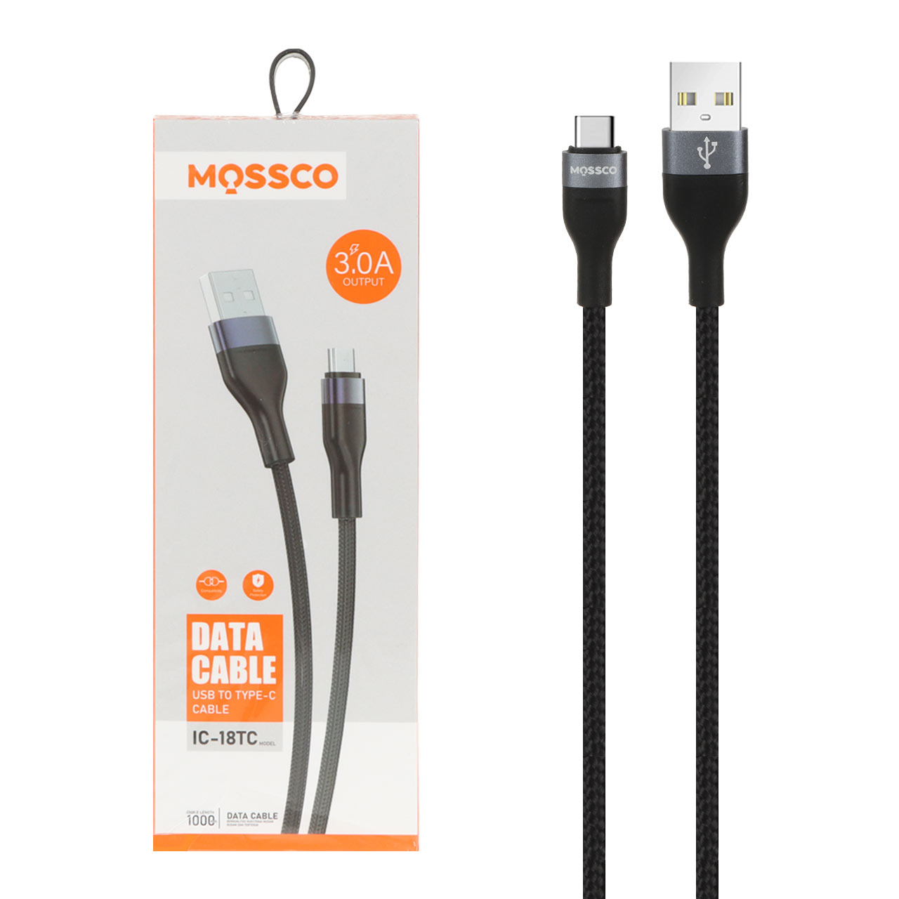 کابل شارژ فست Mossco Type-C مدل IC-18TC - مشکی